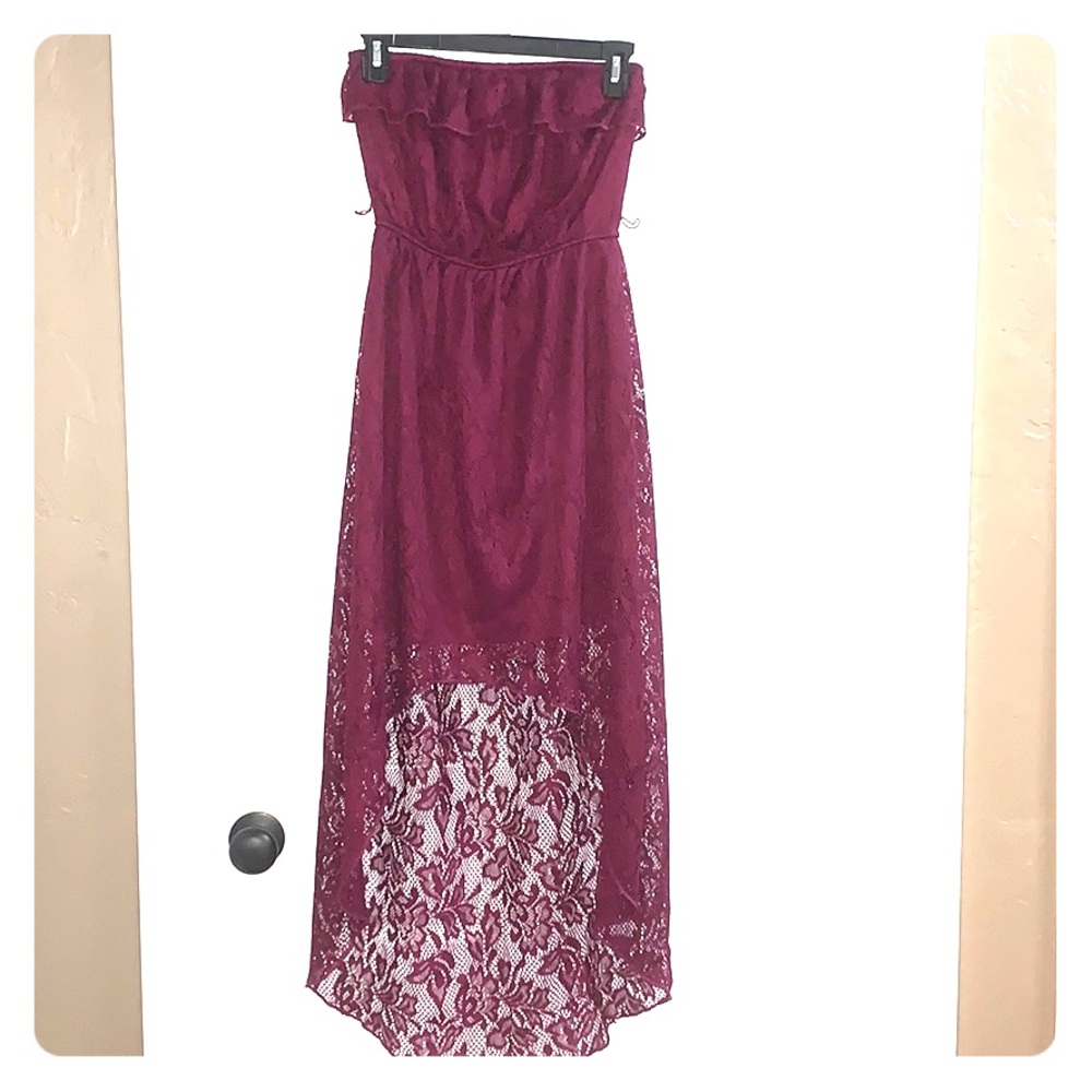Dark purple strapless dress